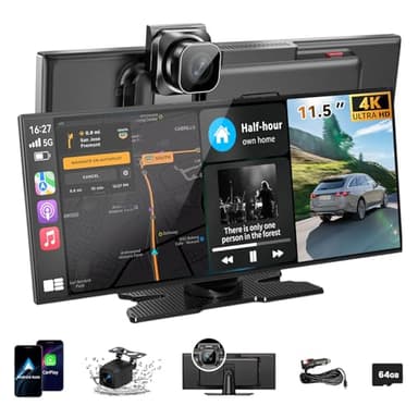 Largest 11.5 inch Wireless CarPlay Screen for Car, A-pple CarPlay & Android Auto HD Touchscreen with 4K Dash Cam/1080P Backup Camera/Navigation/Bluetooth/Voice Control/FM/Mirror Link,for All Vehicles - Image 1