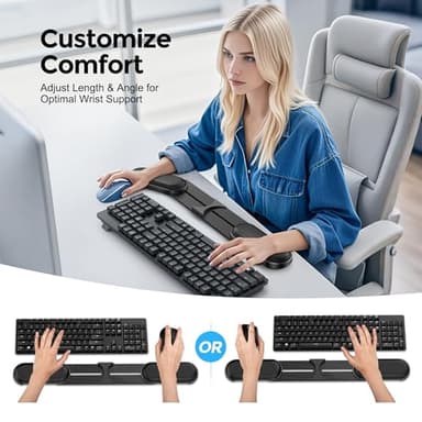 AboveTEK Keyboard Wrist Rest – Adjustable Angle & 25-Inch Length, Foldable Ergonomic Memory Foam Support for Computer, Laptop & Gaming – Non-Slip, Relieves Forearm & Elbow Pain for Typing & Mouse Use - Image 4