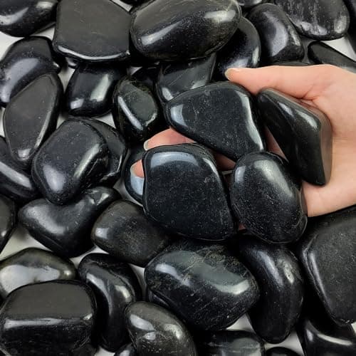 FANTIAN 40 lbs Black River Rocks for Landscaping, 2-3 inch Pebbles for Indoor Plants, Large Decorative Stones for Planters Aquarium Fish Tank and Garden Rocks - Image 1