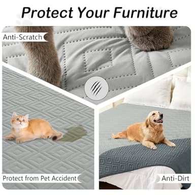 hyha Waterproof Dog Blanket, Soft Pet Bed Blankets, Waterproof Sofa Couch Cover for Dogs Washable, Reversible Pet Couch Covers for Sofa Furniture (82x102 Inch, Grey/Dark Grey) - Image 3