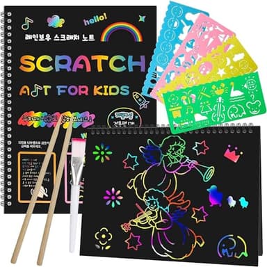 Smasiagon Scratch Paper Art Set for Kids: 2 Pack Scratch Off Arts Crafts Graduation Gifts for Kids Ages 3-12 Girls Boys Students Teens School Classroom Prizes Birthday Party Favor Games DIY Activity - Image 1