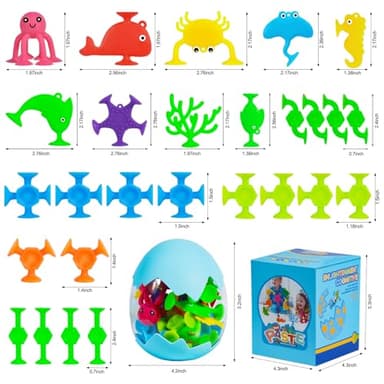 HYSZXUS Bath Toys - 27 PCS Suction Cup Toys Bathtub Toy Shower Toy for Kids Ages 4-8,Sensory Toys for 3 4 5 6 7 Year Old Boys Girls,Mold Free Bath Toy Travel Toy - Image 6