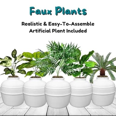 Good Pet Stuff Hidden Cat Litter Box Enclosure with Artificial Plant, Decorative Round Planter, Removable Tray, Charcoal Filter Odor Control, Easy-to-Clean, Made in USA, Essentials Kit, White - Image 12