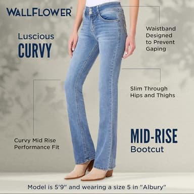 WallFlower Women's InstaStretch Luscious Curvy Bootcut Jeans, Albury, 1 Long - Image 4
