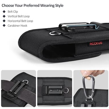 ACCKUO Phone Holster for Belt with Metal Clip and Magnetic Closure Compatible with iPhone 16/15/14/13/12 Pro Max, Galaxy S25/S24/S23/S22 Plus & FE for Everyday Protection, L-Black - Image 4