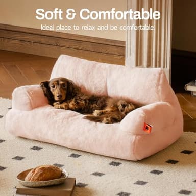 MEWOOFUN Cat Bed for Indoor Cats, Washable Dog Beds for Small Dogs & Cats with Removable Cover, Fluffy Cat Couch with Non-Slip Bottom (Pink, 26.0" L X 19.0" W X 13.0" Th) - Image 8