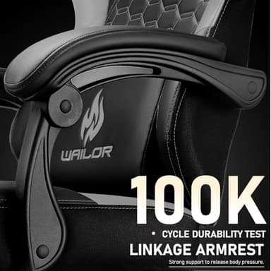 WAILOR Gaming Chair with Massage and Packet Spring Cushion,Ergonomic Gamer Chairs for Adults with Footrest 300lbs,High Back Gamer Leather Chair with Headrest and Lumbar Support - Image 8