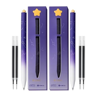 Kaco FIRST Gel Ink Pens, Pack of 2 Pieces Cute Heart Pen Set with Extra 4 Black Refills Holiday Gifts (2 Purple) - Image 1