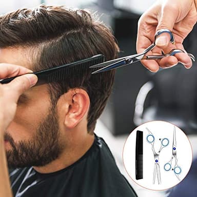 Sirabe 11 PCS Hair Cutting Thinning Scissors Set, Sapphire Professional Haircut Scissors Kit Stainless Steel Barber Texturizing Shears Tools for Salon Hairdressing Home - Image 7