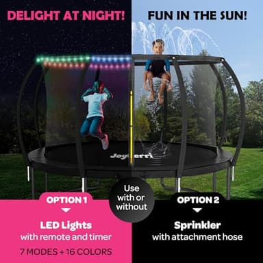 Trampoline for Kids and Adults - 8Ft 10Ft 12Ft 14FT Trampoline with Net - with Bonus Sprinkler and LED Lights/ASTM Certified/Extra Sturdy Recreational Outdoor Trampolines - Image 3