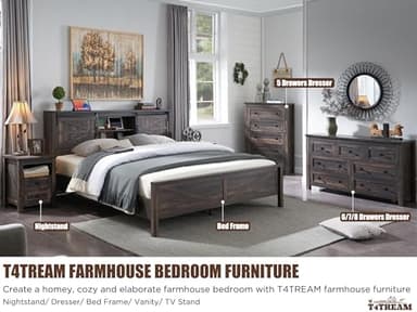 T4TREAM Farmhouse 5 Drawers Dresser Chests for Bedroom, Wood Rustic Tall Chest of Drawers, Dressers Organizer for Bedroom, Living Room, Hallway, Dark Rustic Oak - Image 5