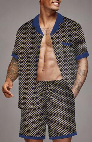 Ekouaer Men Satin Silk Pajamas Set with Pockets Sleepwear Shorts Satin Summer Loungewear 2 Piece Button Down Set S-3XL - Image 6