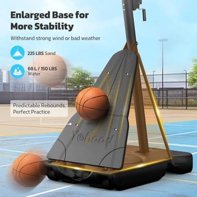 Yohood Basketball Hoop Outdoor Portable, 10ft Quickly Adjustable Basketball Goal System with 44 Inch PC Backboard & Wheels for Court/Backyard/Driveway - Image 5