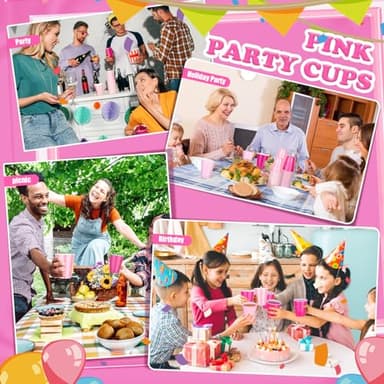 KesaPlan 100 PCS 12 OZ Plastic Cups, Party Cups Light Pink and Hot Pink Cups Disposable Drinking Cup Bulk For Bachelor Party Christmas Graduation Wedding Birthday Halloween Picnic Festive Celebrations - Image 7