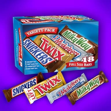 SNICKERS, TWIX, 3 MUSKETEERS, MILKY WAY Full Size Halloween Chocolate Candy Variety Pack, 18 ct Bulk Candy Box - Image 4