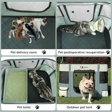 Siedihit Dog Playpen,Cat Pet Puppy Pen,Portable Playpens for Dogs Indoor Outdoor Travel Camping Use,Foldable Dog Kennel Crate for Rabbit Small Animals with and Tent Stakes (Grey, Lagre) - Image 3