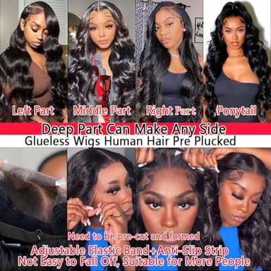 CRCCRC 30 Inch 13x6 Lace Front Wigs Human Hair 200% Density Body Wave HD Lace Front Wigs Human Hair Pre Plucked Natural Color Glueless Wig 100% Virgin Lace Front Wigs for Women - Image 4