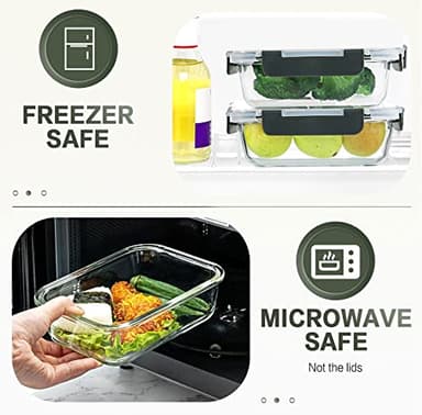 KOMUEE 30 Pieces Glass Food Storage Containers Set, Glass Meal Prep Containers Set with Snap Locking Lids, Airtight lunch Containers for Microwave, Oven, Freezer & Dishwasher,Gray - Image 5
