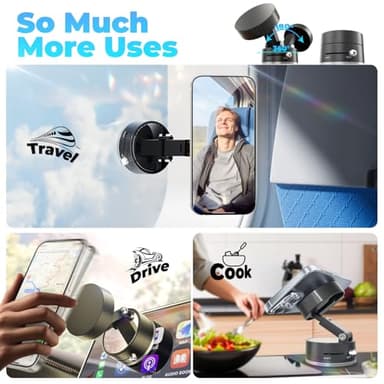 UEEMEE Foldable Vacuum Magnetic car Phone Holder for Magsafe, 360° Rotatable Suction Phone Mount, Strong Suction Cup Magnetic Car Phone Holder for iPhone, Samsung, All Smartphones & All Car Models - Image 3