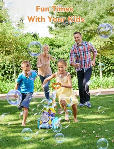Bubble Machine,Bubble Blower Maker,Bubble Lawn Mower for Toddlers,Bubble Music Train with Light,Summer Outdoor Push Backyard Toys for 1-8 Ages,Christmas Birthday Gifts for Preschool Boys Girls (Blue) - Image 5