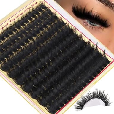 Volume Lash Clusters with Spiky Manga Lash Clusters 300D Eyelash Clusters 10-18MM Thick Wispy D Curl Cluster Eyelash Extensions 3D Fluffy Cluster Eyelash Extensions by FANXITON - Image 1