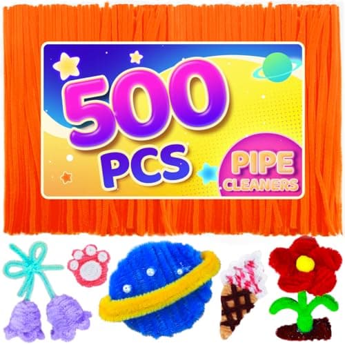 Eppingwin 500pcs Pipe Cleaners, Orange Pipe Cleaners Craft Supplies,Chenille Stems for DIY Arts Crafts Project(Orange) - Image 1