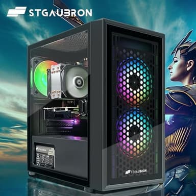 STGAubron Gaming PC Desktop Computer, Intel i7 Xeon E5 3.0GHz, Radeon RX 550 4G, 16GB RAM, 512GB SSD, 600M WiFi, BT 5.0, RGB Fan x3, Windows 11 Home - Image 4