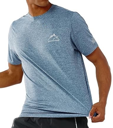 NORTHYARD Men's UPF 50+ Sun Protection Shirts Swim SPF UV Quick Dry Short Sleeve T-Shirts for Athletic Fishing Rash Guard Blue Heather XL - Image 3