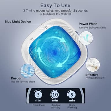 Portable Washing Machine, 12L Upgraded Mini Washing Machine With Spin Basket, Foldable Washer Cleaning for Underwear, Baby Clothes Socks and Small Items, Small Washer for Apartments, Dorm,RV (Purple) - Image 6