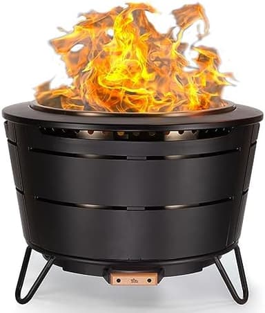 TIKI 27.5-Inch Smokeless Reunion Fire Pit, Large Outdoor Fire Pit for Gatherings, Wood Burning with Removable Ash Pan & Weather-Resistant Cover, Modern Black Design – Perfect for Patio & Backyard - Image 3