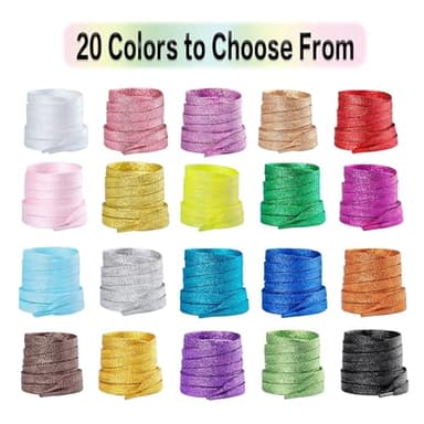 Booyckiy 2 Pairs Flat Glitter Metallic Sparkly Shoe Laces for Sneakers, 5/16" Wide in 31"-63" Colorful Shiny Shoelaces Replacement Fashion Shoe Strings, Red, 47inch (120cm) - Image 4