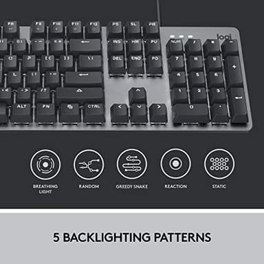 Logitech K845 Mechanical Illuminated Keyboard, Strong Adjustable Tilt Legs, Full Size, Aluminum Top Case, 104 Keys, USB Corded, Windows (TTC Brown Switches) - Image 4