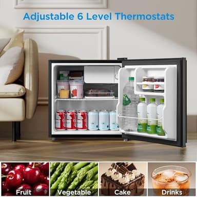 Midea WHS-65LB1 Compact Single Reversible Door Refrigerator, 1.6 Cubic Feet(0.045 Cubic Meter), Black - Image 3