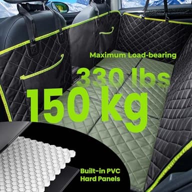 Dog Car Seat Cover for Back Seat, Waterproof Leather Fabric Back Seat Extender for dogs 52.4 * 24.4in, Foldable in The Car, Hard PVC Panels Bottom Support to 330 lbs, for Cars/Mid-Size SUV/Small Truck - Image 5