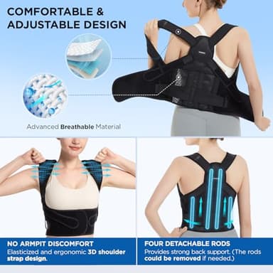 Vicorrect Posture Corrector for Women and Men: Back Brace Support - Shoulders Straightener Relieve Upper Back Pain (Black, Large) - Image 4
