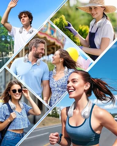 EYERZ Portable Neck Fan - Rechargeable Personal Fan with Neck Support, 5-Speed Quiet Lightweight Long Lasting Neck Fan, Battery Operated Full Surround Cooling for Travel, Birthday Gifts for Men Women - Image 7