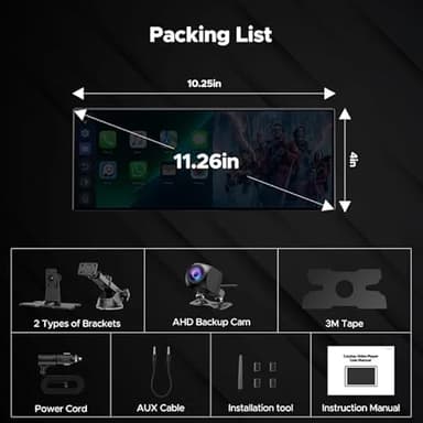 Volam 10.25'' Carplay Screen for car with Netflix YouTube and Backup Camera for iPhone Android Auto Upgraded Wireless AI Video Entertainment BOX Built-in Apps Voice Control GPS for iOS 10+ Android 11+ - Image 9