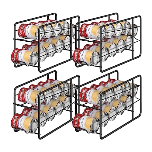 MOOACE 4 Pack Can Dispenser Rack, Stackable Can Storage Organizer Holder for Canned Food Kitchen Cabinet Pantry Countertop, Black - Image 1
