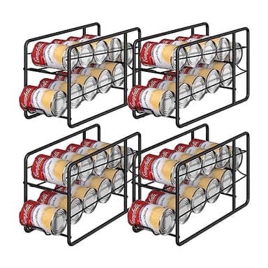 MOOACE 4 Pack Can Dispenser Rack, Stackable Can Storage Organizer Holder for Canned Food Kitchen Cabinet Pantry Countertop, Black - Image 1