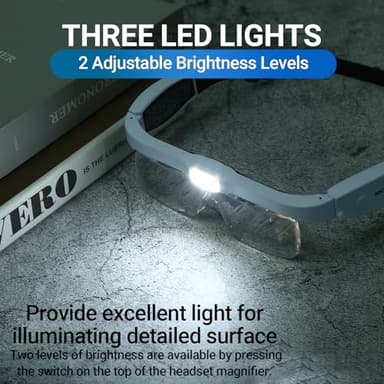 YOCTOSUN Magnifying Glasses with Light, Magnifier Headset with 5 Detachable Lenses 0.75X-4.0X and 3 LED Lights, Rechargeable Hands Free Head Magnifying Glass for Close Work Hobby Crafts Jewelry - Image 4
