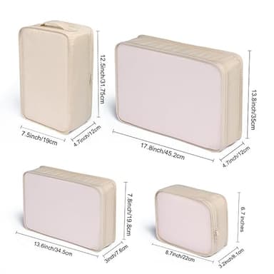 JJ POWER Travel Packing Cubes, Luggage Organizers with Shoe Bag (Cream) - Image 3