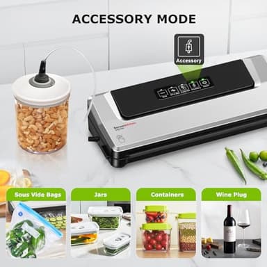 Bonsenkitchen Vacuum Sealer Machine with 40 Bags | Compact Food Sealer for Kitchen Storage & Meal Prep | Multiple Modes​​ | External Vacuum System, Silver​​ - Image 6
