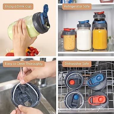 Soligt 4 Pack Mason Jar Lids, Wide Mouth Pour Spout Flip Cap Lids for Ball Brand Mason Jars, Leak Proof Airtight for Drinking Salad Dressing & Food Storing - Image 6