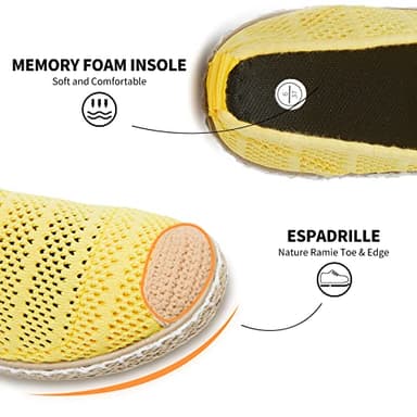 BABUDOG Women's Breathable Mesh Flats Shoes, Soft Loafers Flats, White Slip on Shoes Loafers(Yellow.US8) - Image 4