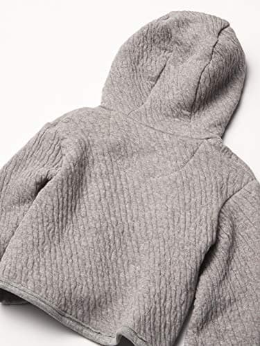 HonestBaby Unisex Baby Organic Cotton Matelasse Snap-front Hooded Jacket Cardigan Sweater, Gray Heather, 18 Months US - Image 2