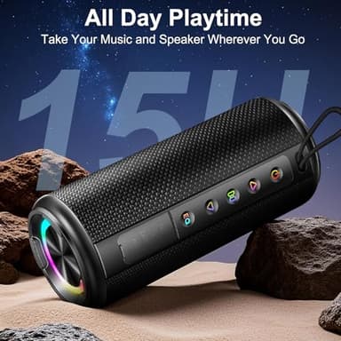 Portable Bluetooth Speaker, Bluetooth 5.4 Wireless Speaker with 20W HD Loud Stereo Sound, 15H Playtime, IP7 Waterproof, LED Lights, TWS Pairing, Built-in Mic, for Outdoor, Home, Party, Beach, Gift - Image 6