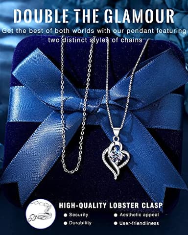 Wedding Anniversary Jewelry Gift for Wife from Husband, Wife Birthday Gift Idea, 1 Carat Moissanite Diamond Pendant Necklace in 925 Sterling Silver with 2 Chains, Romantic and Elegant Present for Her - Image 3