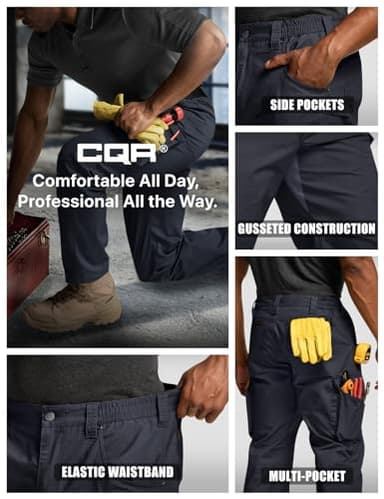 CQR Men's Quick Dry Work Pants, Water Resistant Outdoor Tactical Pants, Lightweight Stretch Cargo Hiking Pants, Work Pants Police Navy, 30W x 32L - Image 8