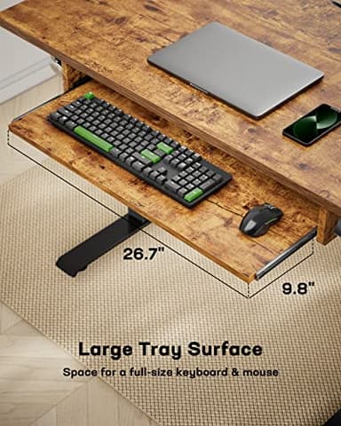 Marsail Standing Desk Adjustable Height with Extra Large Keyboard Tray, Electic 4 Memory Presets Cable Management 2 Storage Hooks, Sit Stand Up for Home Office, Rustic, 48Inch (TZESD14V) - Image 3