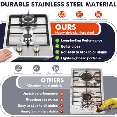 Llamaviva Gas Stove 12 Inch, Propane Cooktop 2 Burner, Portable Gas Cooktop Stainless Steel, Dual Fuel LPG/NG Convertible with Thermocouple Safety Protection for Kitchen, RV, Camping, Outdoor - Image 6